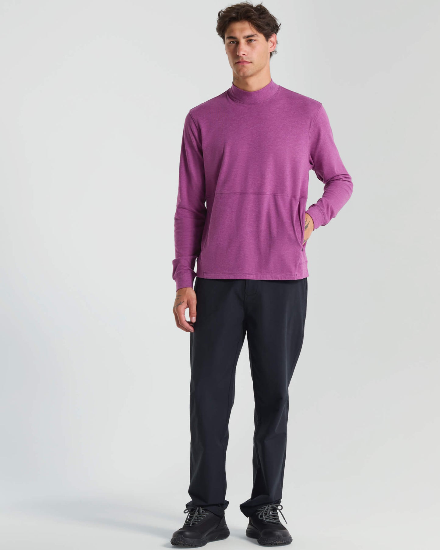 Micro Mock Neck LS Crew